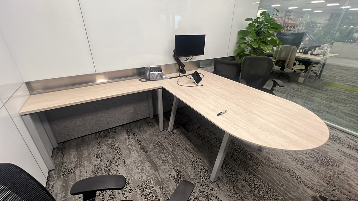 ZSS26017-Item 017+018 (L Shape Workstation) - Maple