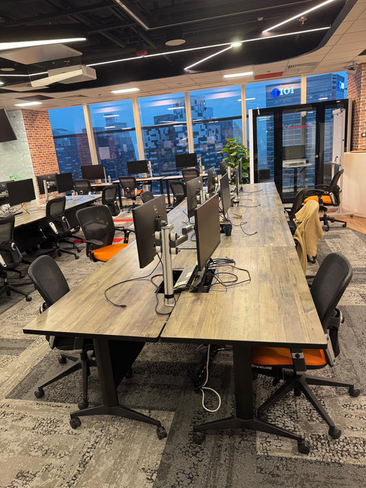 001-ZSS25036-Wooden Worktop Folding Table (2 Cluster of 8) 1400mmLx750mmWx740mmH)