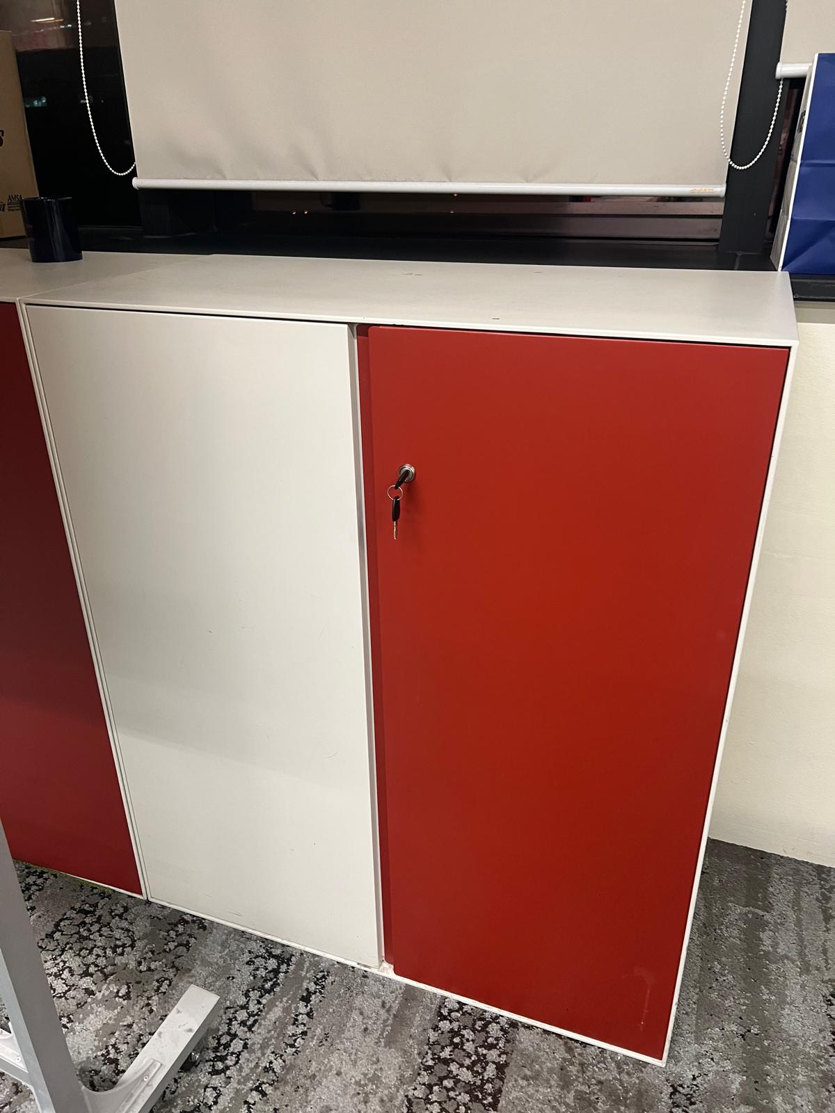 ZSS26016-Item 048-W900 Metal Cabinet (3 Tier, H1050)
- White/Red