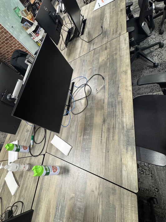 002-ZSS25036-Special Shape Wooden Worktop Folding Table (Cluster of 6) 1400/1100mm L x 770mmW x 740mmH)