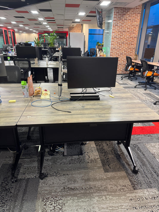 001-ZSS25036-Wooden Worktop Folding Table (2 Cluster of 8) 1400mmLx750mmWx740mmH)