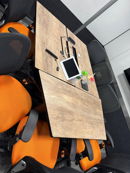 008-ZSS25036-Wooden Worktop Folding Table -2nos rectangular, 1nos special shape (1200/900mmL x 600mmW x 740mmH) at meeting room